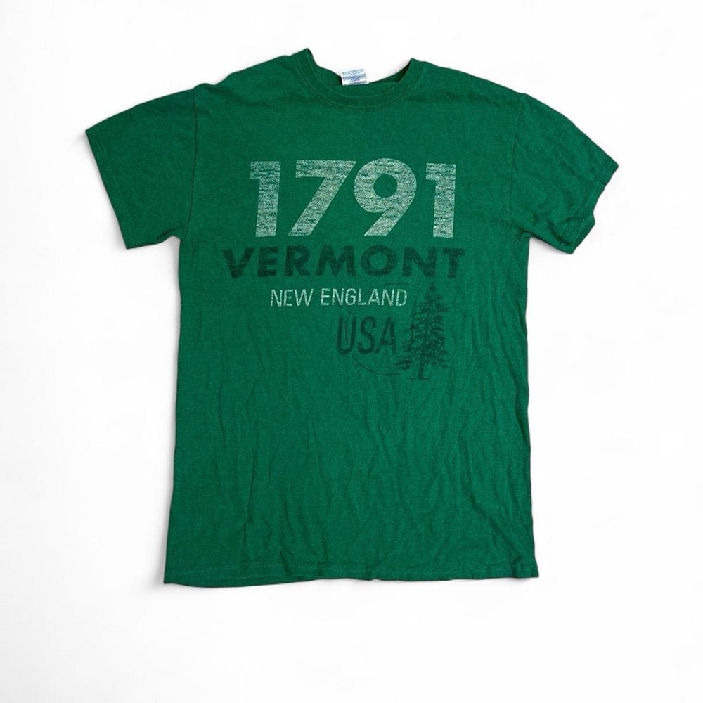 Green 1791 Vermont New England USA T-shirt streetwear casual size small